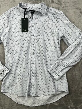 NEW Rodd & Gunn XL 100% Cotton White Blue Acorn Long-Sleeve Button-Down Shirt